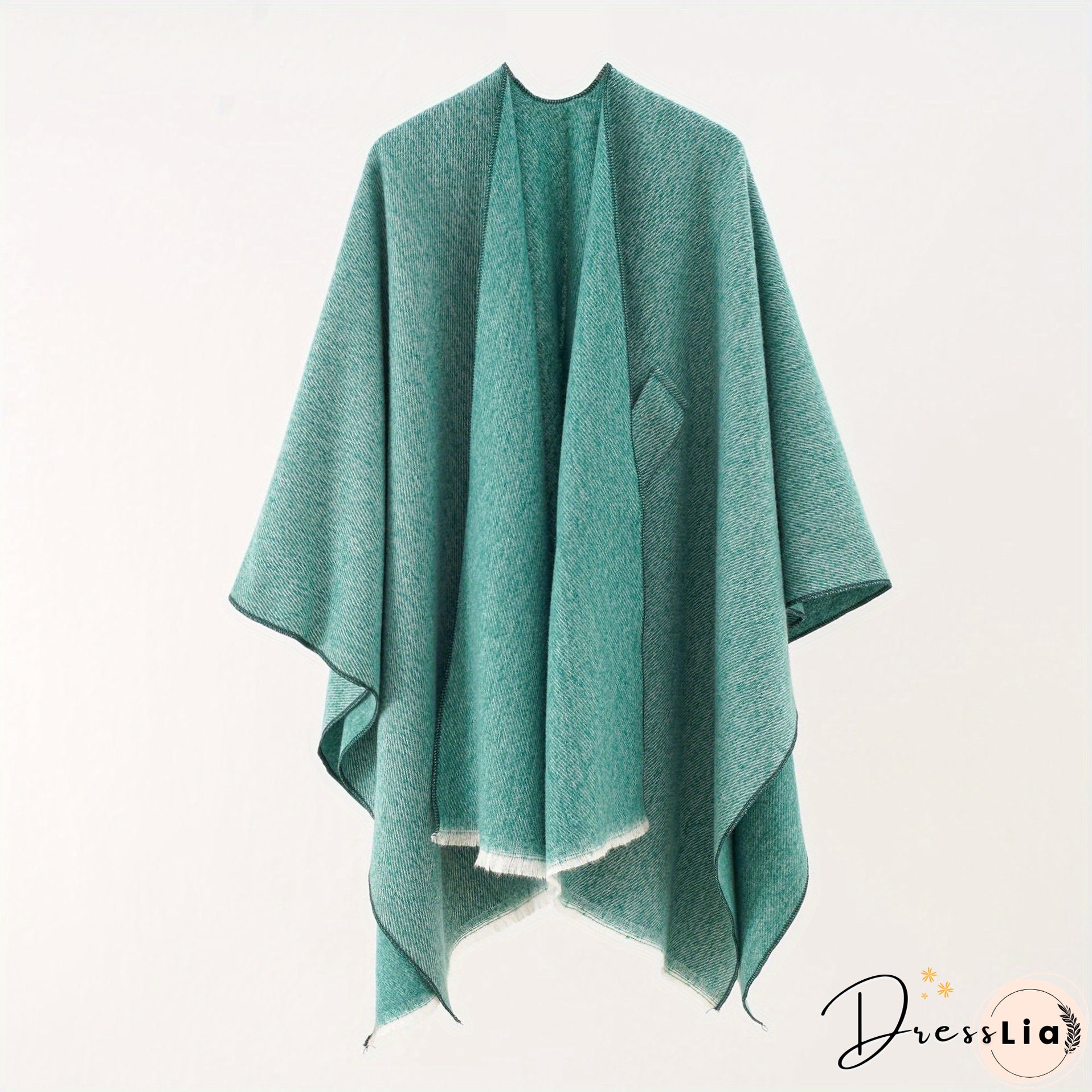 Solid Color Comfortable Shawl With Sleeves, Multifunctional Outdoor Windproof And Coldproof Cloak