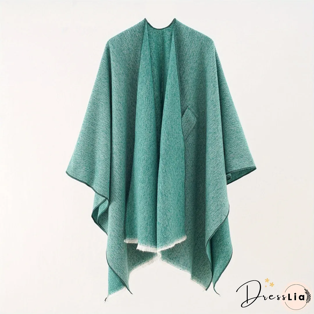 Solid Color Comfortable Shawl With Sleeves, Multifunctional Outdoor Windproof And Coldproof Cloak