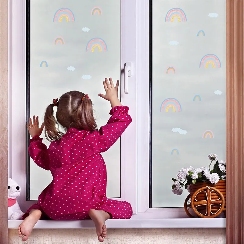 Cartoon Rainbow Weather Wall Stickers Children Nursery Waterproof PVC High Quality Decals Kids Room DIY Colorful Poster