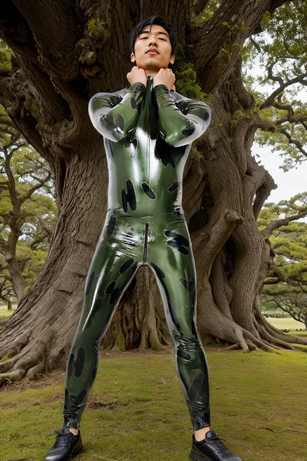 Man Latex Catsuits Men'S 'Mock Camo' Camouflage