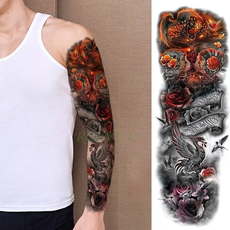 Waterproof Temporary Tattoo Sticker dragon Chinese style full arm fake tatto flash tatoo big size sleeve tato for men women