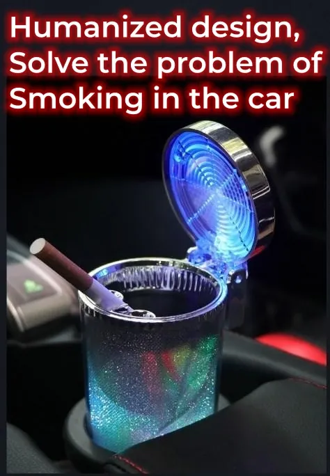Car ashtray with LED light creative personality with cover
