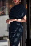 Women's Elegant Solid Colour Design Ruched Slim Dress