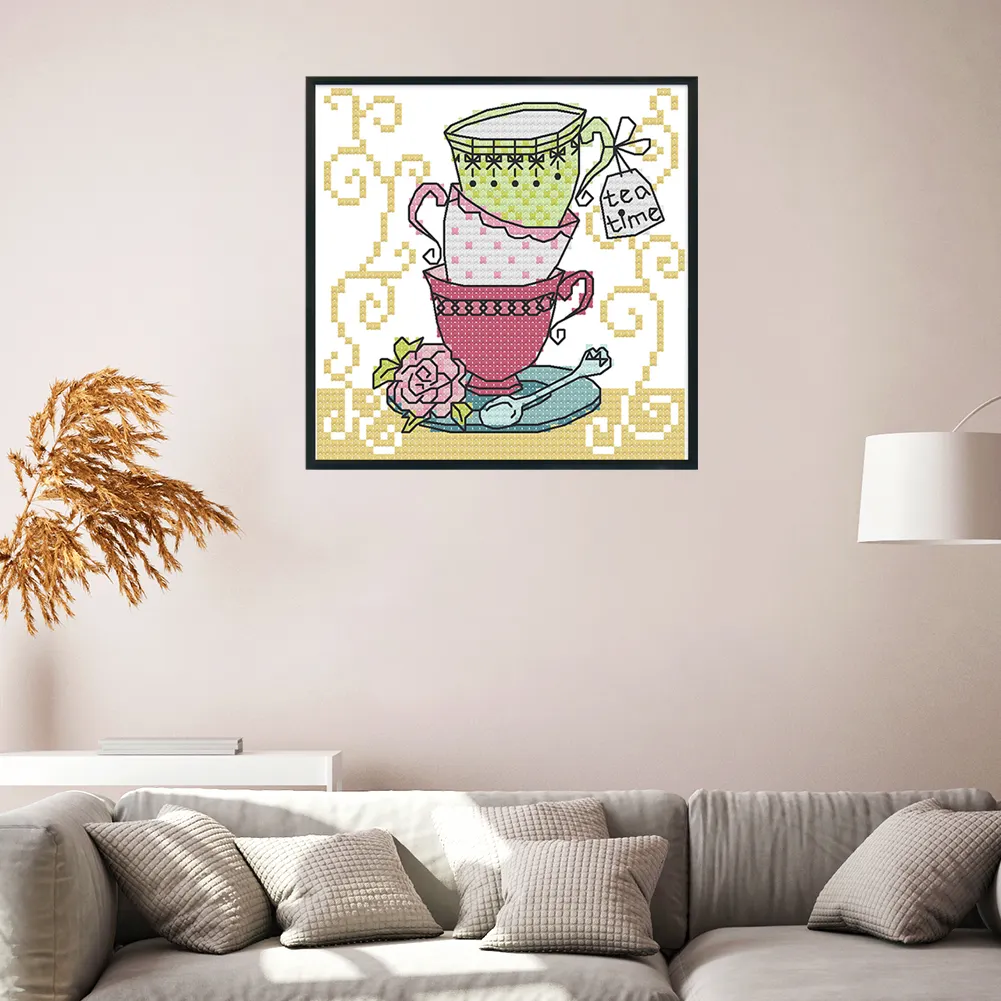 14ct Stamped Cross Stitch - Teacup(15*14cm)