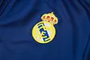 Joyfball 2025/2026 Kids Size Real Madrid Long Zipped Jacket Retro Version Royal Blue Soccer Jersey  1:1 Thai Quality 