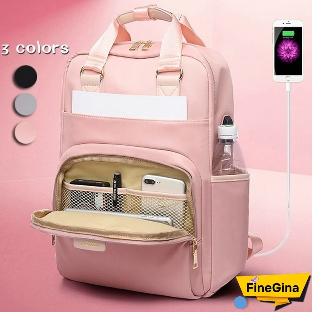 Fashion Anti-theft Bag Travel Waterproof Backpack Women Large Capacity Business USB Charge Laptop Backpack Leisure bag Laptop bag 13 13.3 14 15 15.6inch