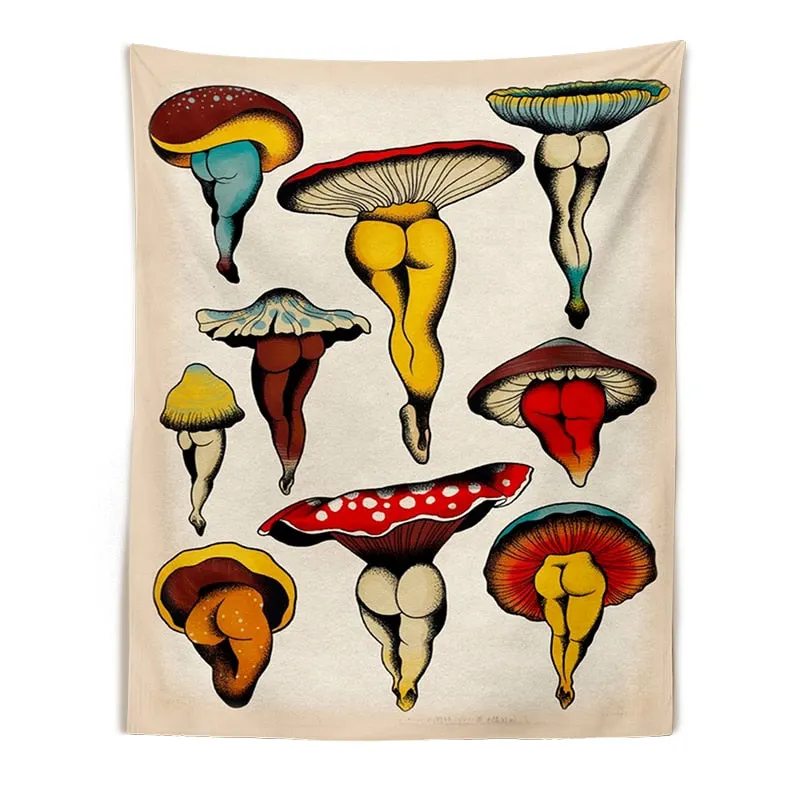 Botanical Cactus Tapestry Wall Hanging Sexy mushrooms girl Chart Hippie Bohemian Tapestries Psychedelic Witchcraft Home Decor
