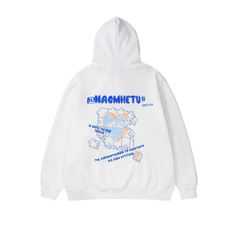 Man Fall Winter Outfis Winter Printed Hooded Thick Sweatshirt Boys Loose Casual Pullover
