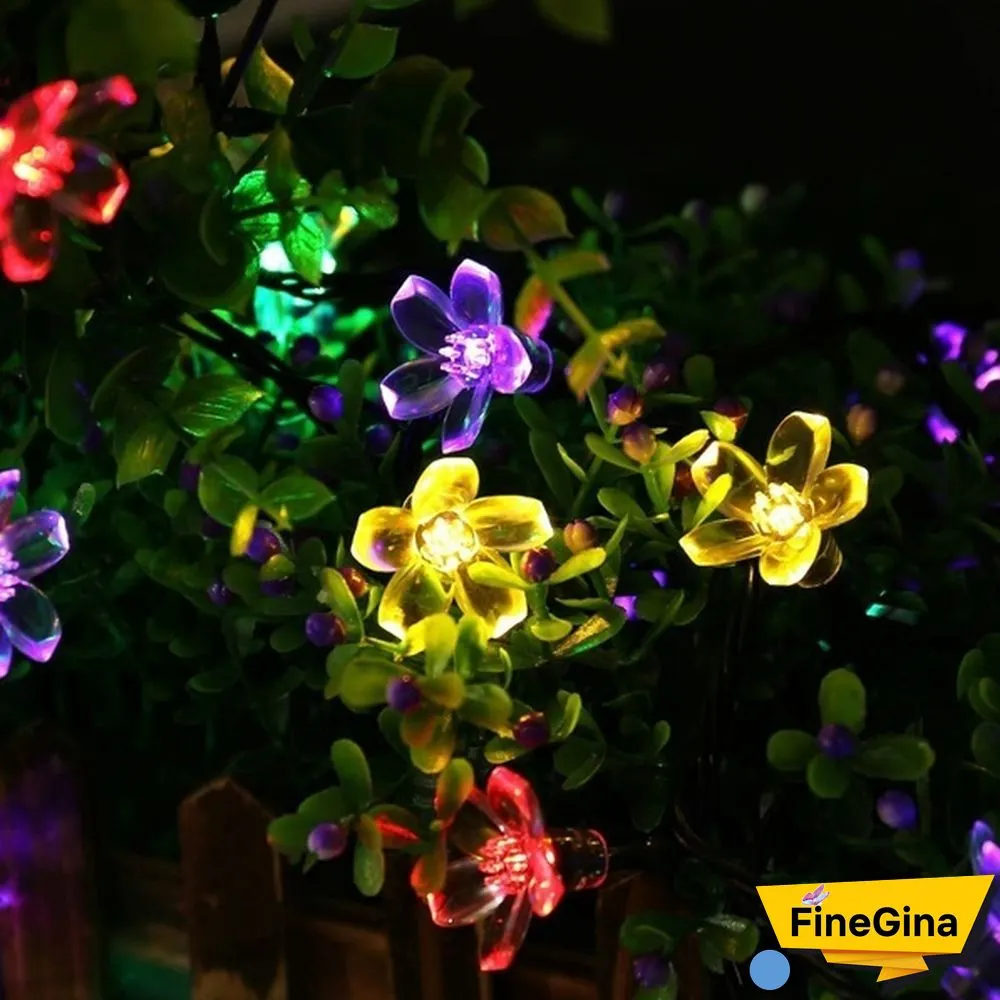 Outdoor Solar Fairy Lights Cherry Blossoms Solar Christmas Lighting For The Courtyard Outdoor Decorative Lighting Colourful Lamp