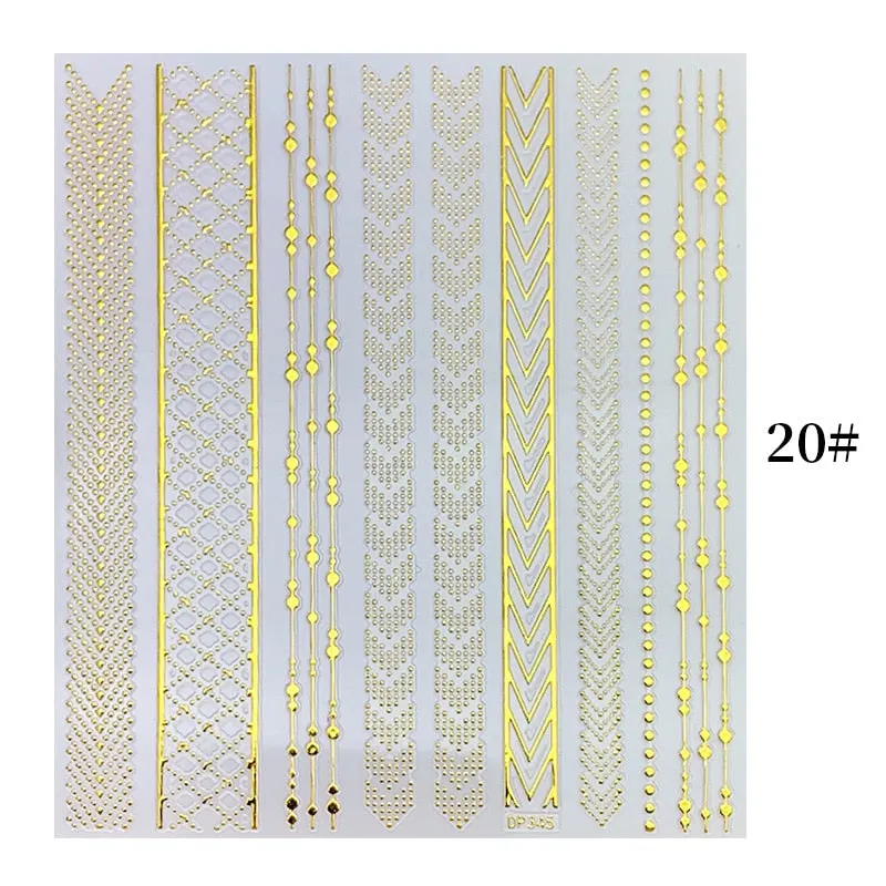 1 Sheet Christmas 5D Nail Stickers Gold And Sliver Snowflakes Transfer Nail Decals Slider Decoration For Manicuries