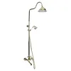 [US Local Warehouse] Antique Gold Shower Head Set with Knobs Mixer Tap Vintage Rainfall Showers Faucet Wear Resist for Home Bathroom Hotel SPA