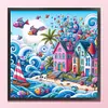 >SALE<Full Embroidery Eco-cotton Thread 11CT Printed Seaside World Cross Stitch50x50cm
