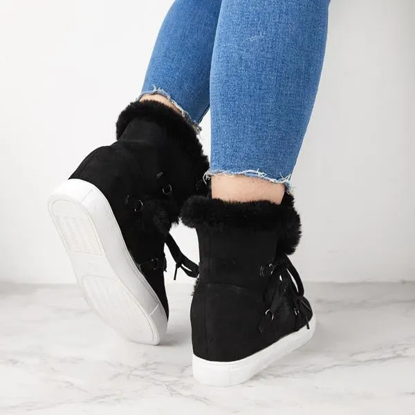 Women's Winter Warm Wedge Heel Suede Boots