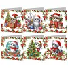6Pcs Diamond Painting Christmas Cat Greeting Cards Christmas Cards