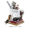 Diamond Painting Acrylic Cat and Book   Clock Ornament