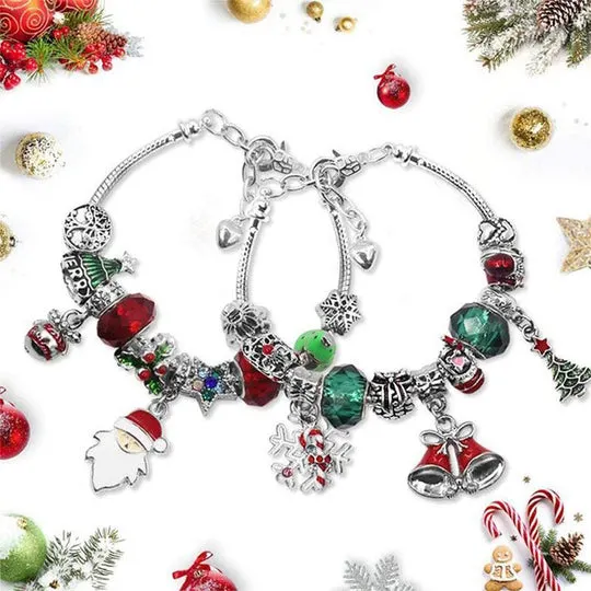 Calendrier De Compte &agrave; Rebours 24 jours Bricolage Perl&eacute; Bo&icirc;te Aveugle Cadeau De No&euml;l Bracelet