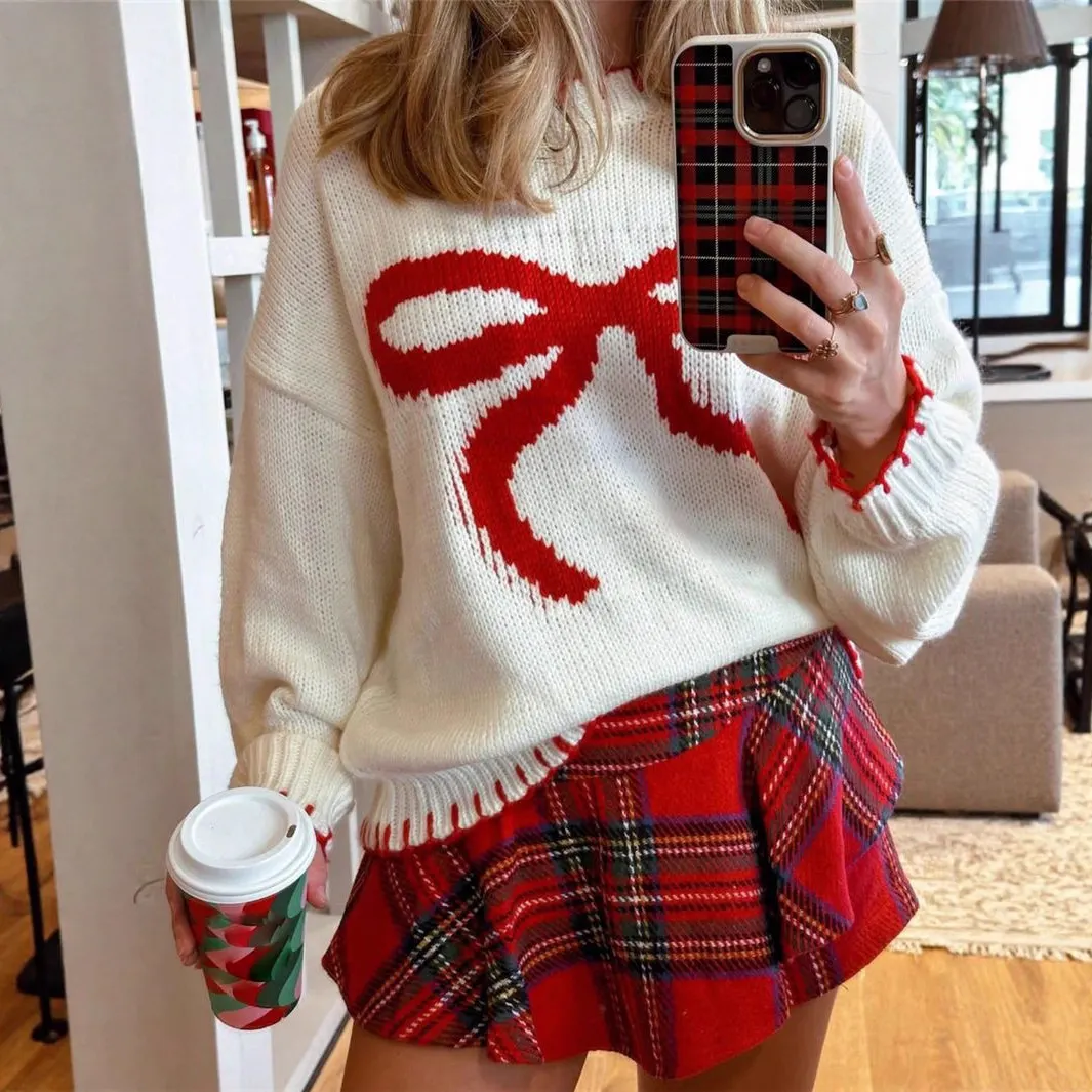 Athvotar Athvotar Autumn And Winter New V Collar Wear Loose Lazy Breeze Knitted Sweater Skirt