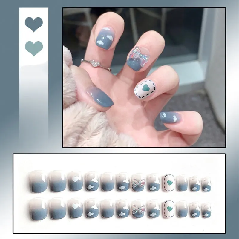 24pcs press on nails Butterfly Decoration Wear Long Paragraph Fashion Manicure Patch False Nails Save Time Wearable Jelly Nails-Nail Inspo