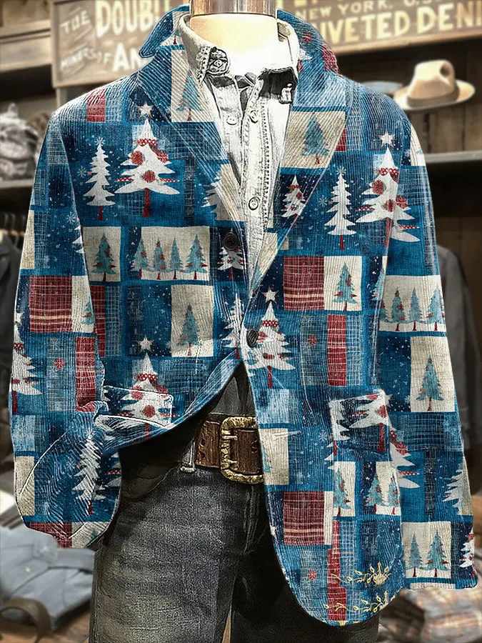 Men's Christmas Art Design Print Casual Coat 