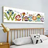 Partial Cross Stitch Kits Owl Welcome Sign 14CT Counted Home Decoration Set(Brand)