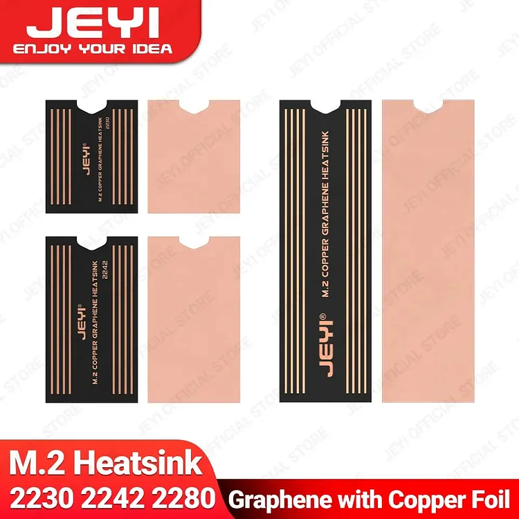 JEYI Graphene 2280 2242 2230 M.2 SSD Heatsink, Dual-Layer Graphene