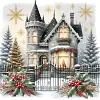 Peinture ronde de diamant de perceuse de maison de neige-30*30cm
