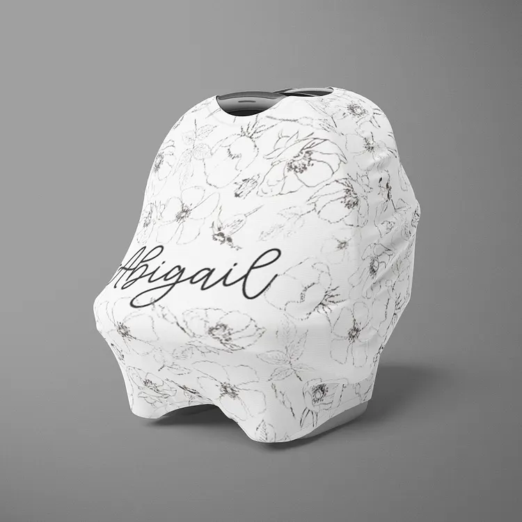 Personalized Sketch Flower Baby Car Seat Canopy| Canopyl162