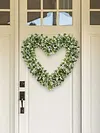 Heart Shaped Wreath Simulation Artificial Green Leaves Wreath for Front Door