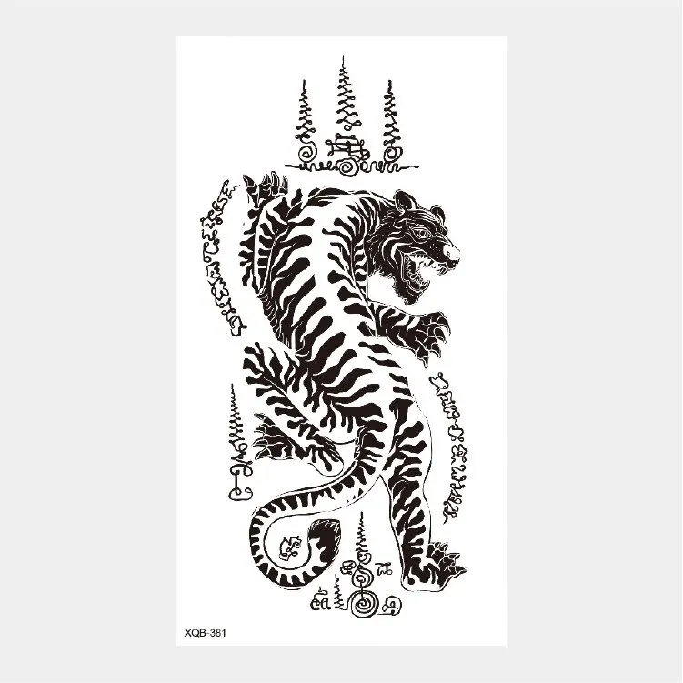 Sdrawing Temporary Tattoo Stickers Animal Tiger Lion Wolf Head Domineering Half Arm Big Picture Water Transfer Tatto Sticker
