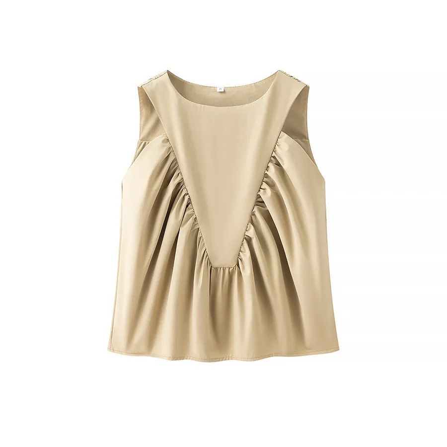 Nigikala Nigikala Women's Dress 2025 Summer Collar Sleeveless Wrinkle Shirt Shirt Top Women C92423F