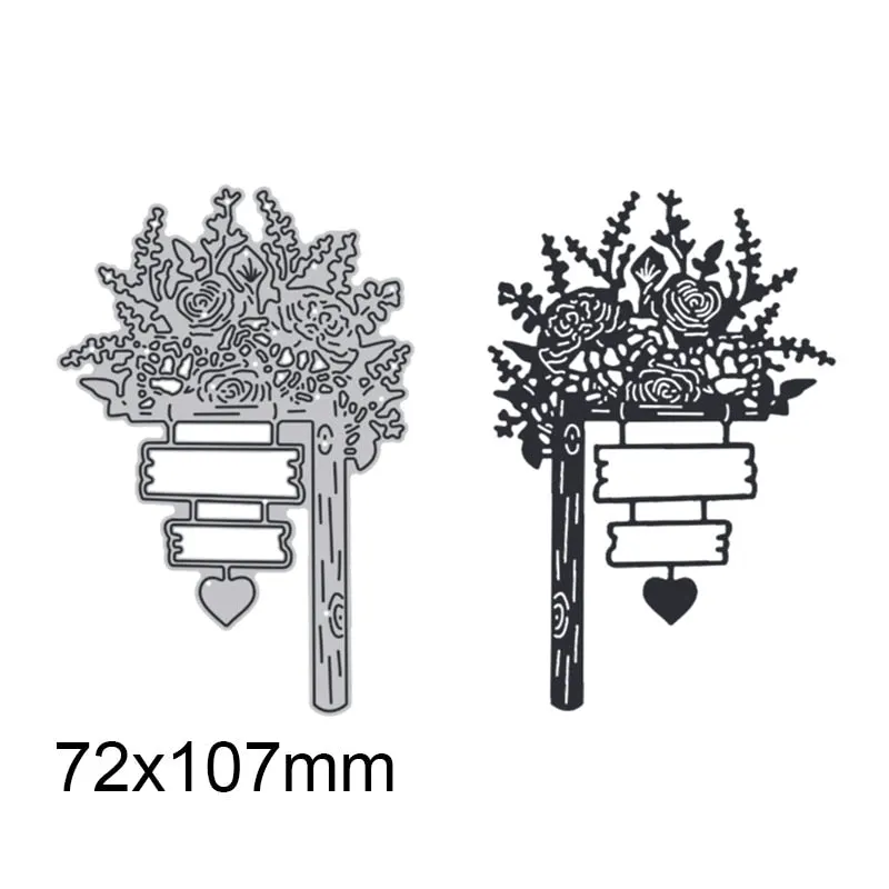 Blooming Flower and Reminder Sign Metal Cutting Dies For DIY Scrapbook Cutting Die Paper Card Embossed Decorative Craft Die Cut