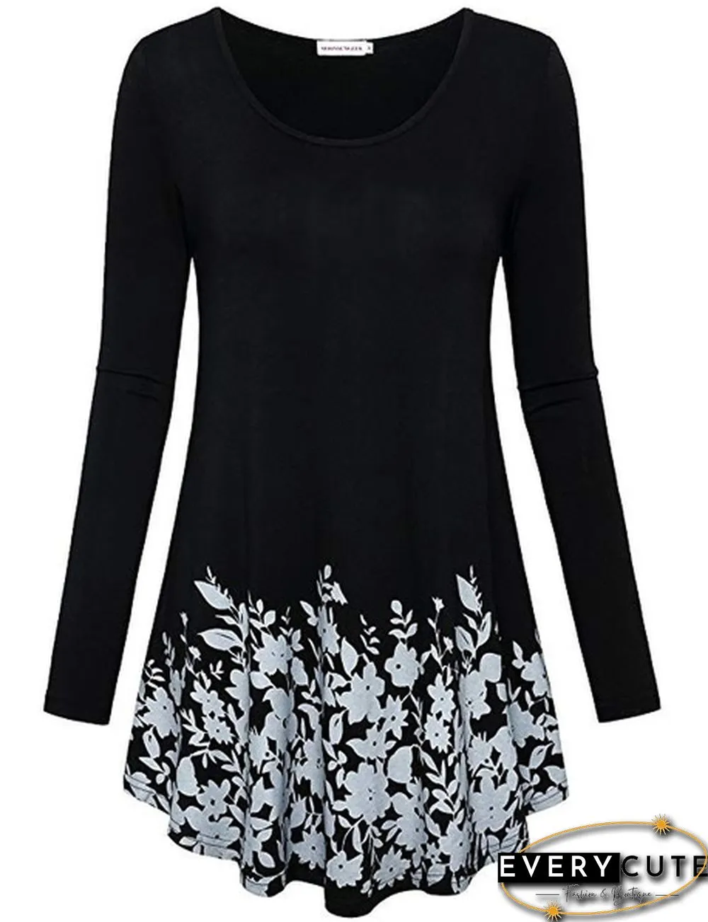 Women Autumn Fashion Floral Printed Tunics Women Basic Long Sleeve Casual Tops T-Shirt