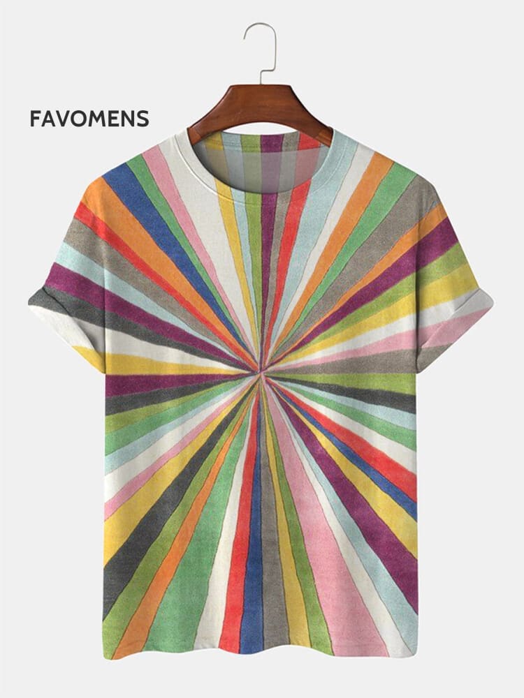 Rainbow Ray Abstract Art Print T-Shirt Multicolor / S