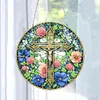 5D Diamond Painting Double Sided Effect  Stained Glass Panel Decorative Home Garden Decoration Hanging Kit(Cross)
