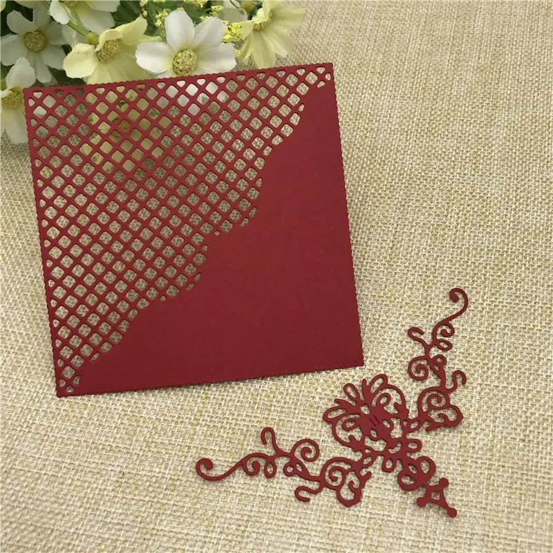 Grid Background Square Frame Metal Cutting Dies Stencils for DIY Scrapbooking DIY Paper Cards Photo Album Decorative Embossing