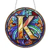 (Upgrade Size)DIY Double Sided Diamond Painting Alphabet Family Last Name Initial Sign Ornament with Chain Window Hanging Kit
