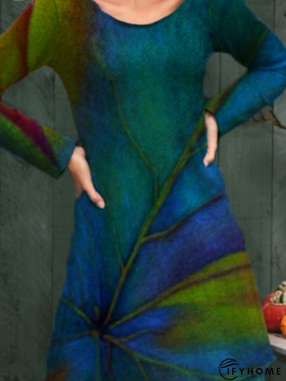 Multicolor Cotton Printed Casual Knitting Dress | IFYHOME