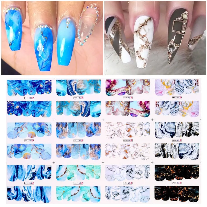 12Pcs Leopard Water Decals Sticker Hollow Floral Flower Leaves Geometry Water Transfer Watermark Foil Slider Decoration