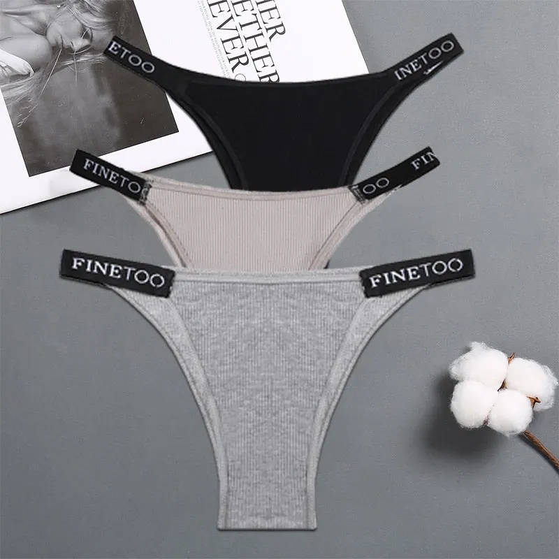 FINETOO 3PCS/Set Women's Lingerie Panties Cotton Gstring Female Underpants Sexy Letter Panties Thong Pantys Underwear Intimates