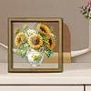 Diamond Painting Wooden Double-Sided Vase of sunflowers Ornaments Kit with Photo Frame Desktop