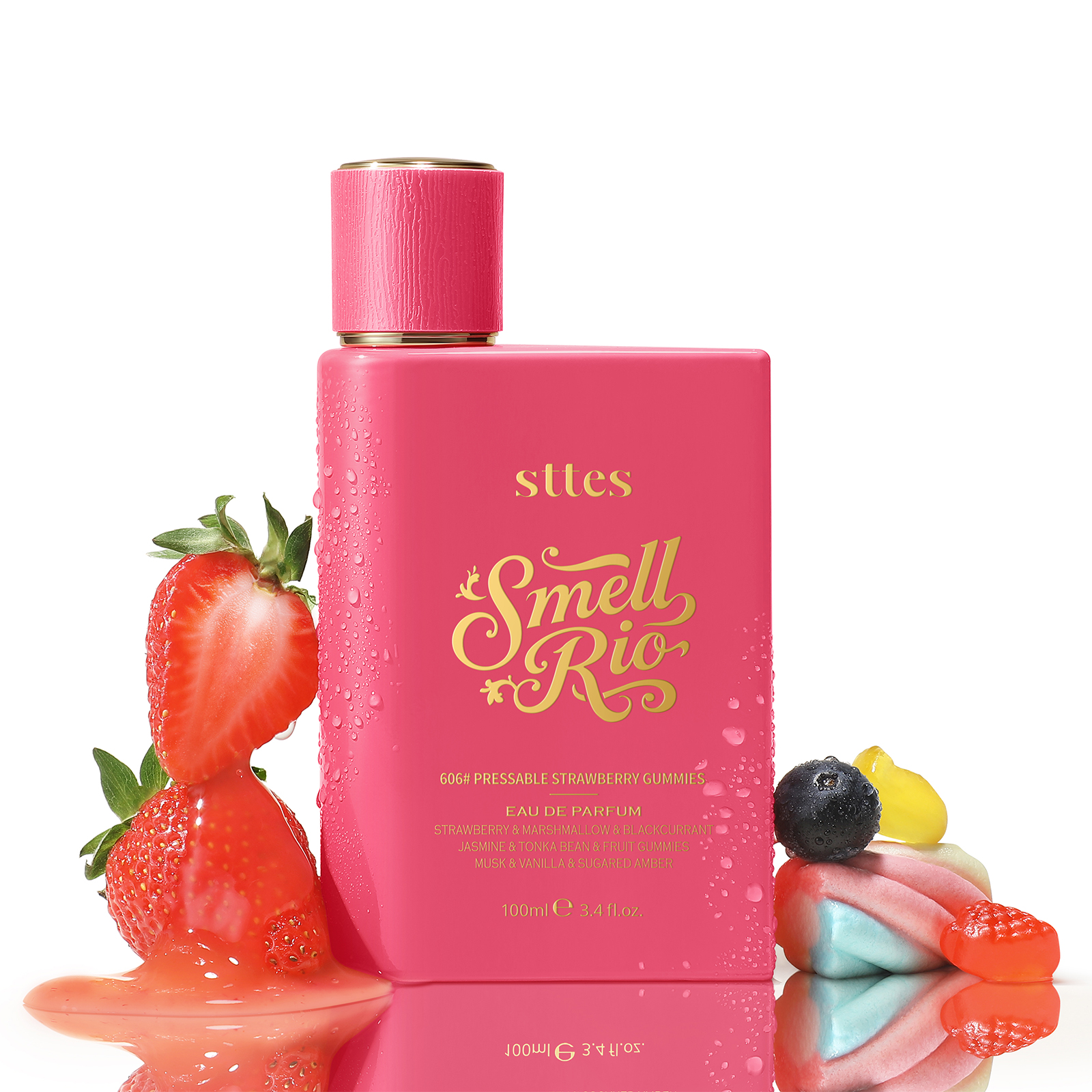 New Sttes Perfume 606# (Pressable Strawberry Gummies) &ndash; Eau de Parfum for Women &ndash; Richer Scent, Longer Lasting &ndash; Strawberry, Marshmallow, Fruit Gummies, Vanilla &ndash; Perfumes & Fragrances(100ml / 3.4 fl oz)