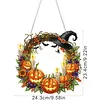 Diamond Painting 2D Flat Acrylic Halloween Wreath Hanging Diamond Art Kits Wall Door Decor