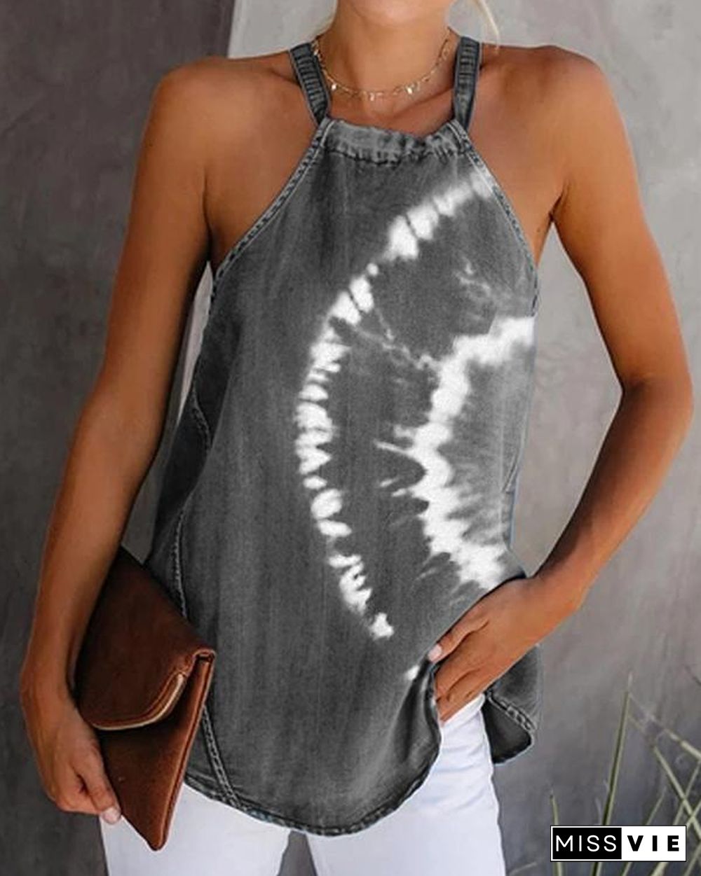 Sexy Off-Shoulder Printed Sleeveless Vest