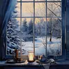Window Snow Scene - 11CT Stamped Cross Stitch 50*50cm/19.69*19.69in