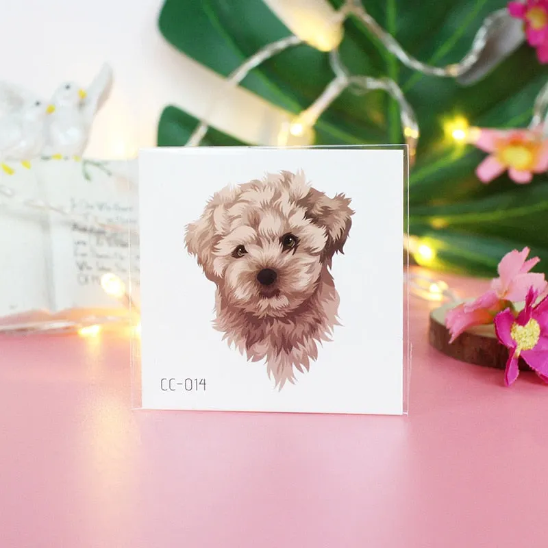 Cartoon Cat and Dog Face Stickers Tattoo Stickers Waterproof Girl/Child Cute Makeup Stickers Small Tattoo Pet Temporary Tattoos