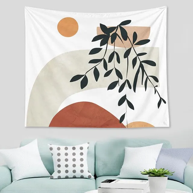 Abstract  nordic Geometric Tapestry Tropic Modern Art Brown Wall Hanging ins Tapestry Decorative Tapestry For Home Decoration