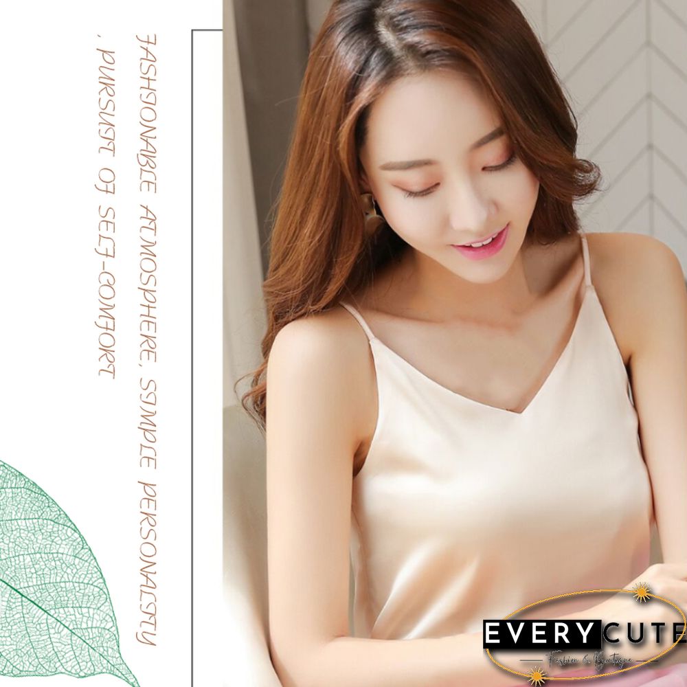 V-Neck Satin Beauty Back Camisole Women's Outer Wear Off-Shoulder Bottoming Shirt Looks Thin And All-Match New Product