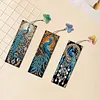(US Local)3Pcs Special Shape Peacock Diamond Painting Art Bookmark with Pendant for Books