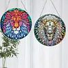 2pcs Diamond Painting 2D Flat Lion Pendant Decor for Home & Windows
