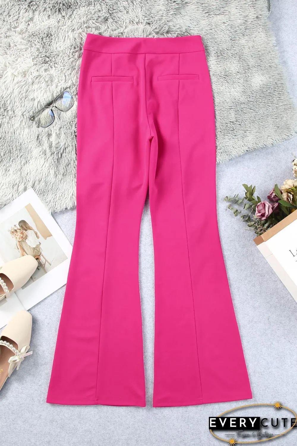 Rose Split Hem High Waist Pants